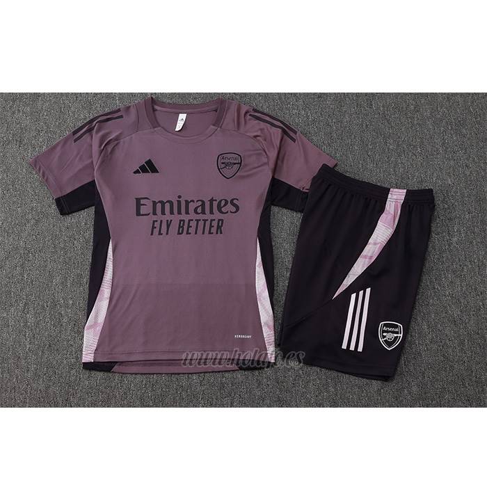 Chandal del Arsenal Manga Corta 2024-2025 Gris Purpura - Pantalon Corto